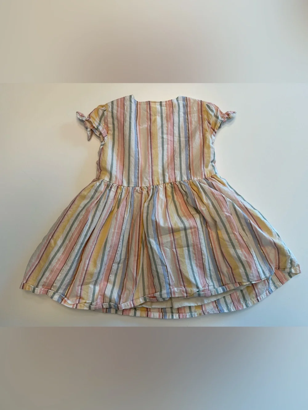 OshKosh Striped Pastel Tie-Sleeve Cotton Dress